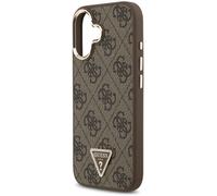 Guess PU Leather 4G Triangle Logo Gold Frame Case with MagSafe for iPhone 17 6.3" Brown - GUHMP17SP4GTDGMW