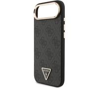 Guess PU Leather 4G Triangle Logo Gold Frame Case with MagSafe for iPhone 17 Air 6.5" Black - GUHMP17MP4GTDGMK