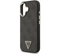 Guess PU Leather 4G Triangle Logo Gold FrameCase with MagSafe for iPhone17 Black