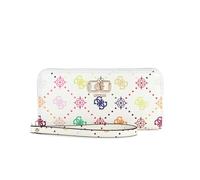 GUESS Purse Emelie Logo SLG Zip Around Wallet Multi Logo White