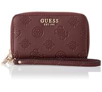 GUESS Purse Laurel II SLG Medium Double Zip Wallet Wine Logo Burgundy