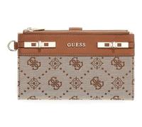 GUESS Purse Melinda Logo SLG Double Zip Organizer Latte Logo Light Brown