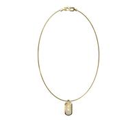 GUESS Racer Tag Men's Gold Tone Pavé Logo 26" Curb Chain Necklace