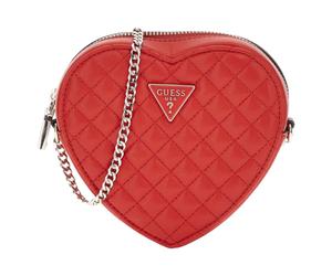 Guess Raine Quilted Mini Red Heart Handbag - Designer Shoulder Bag