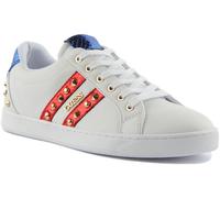 Guess Rassta 4G Logo Gold Stud Women Trainer White Navy Red UK 3 - 8