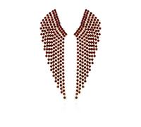 Guess Red Rhinestone Fringe Angel Wing Earrings, Goldtone