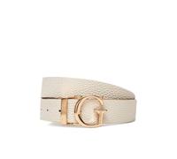 GUESS Reversible Leather Belt with Gold Buckle, Embossed Design, Brown and Beige Size S