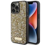 Guess Rhinestone Metal Logo Hard Case for iPhone 15 Pro 6.1" Yellow - New