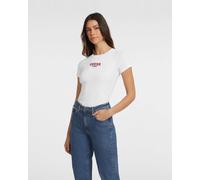 Guess Rib Embroider Short Sleeve T-Shirt White Women - XS