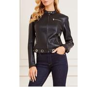 GUESS Rory Biker Jacket Jet Leather & Black size 40 | Leather Jackets Outlet | Women | Black 40