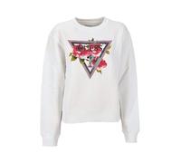 GUESS Roses Triangle Sweater Women's Sweatshirt Black E25GU07 W4YQ26K9Z21 JBLK, Pure White, L
