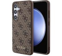 Guess Saffiano effect case for Galaxy S24 with 4G pattern and metal logo, Brown