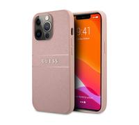 Guess Saffiano Metal Logo Stripes Case Pink - iPhone 13 Pro