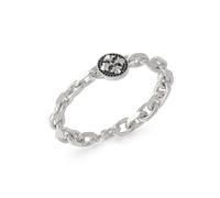 Guess Savage Rebel Men's Black Crystal Charm Silver Chain Bracelet 8.3"