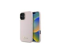 Guess Script Metal Logo & Frame Silicone Case for iPhone 16 6.1" Pink - GUHCP16SSMBSLP