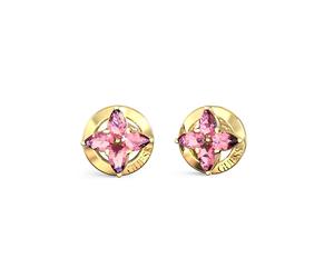 Guess Secret Garden Women's Pink Crystal Flower Stud Earrings
