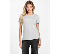 Guess Short Sleeve Krystal Triangle T-Shirt, Grey, Size M, Women Grey