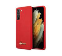 Guess GUHCS21MLSLMGRE Hard Case for S21+ G996 Silicone Script Metal Logo Red
