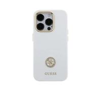 Guess Silicone Logo Rhinestone 4G, White - iPhone 15