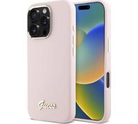 Guess Silicone Script Metal Logo & Frame Case for iPhone 16 Pro 6.3" Pink
