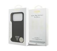 CG MOBILE Guess Silicone Triangle Logo Compatible with MagSafe Case for iPhone 17 Pro (Black)
