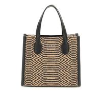 GUESS Silvana Two Compartment Mini Tote Handbag Shoulder Bag Natural / Black Light Brown