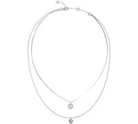 Guess Silver Tone 4G Double Layer 16+2" Crystal Necklace