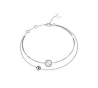 Guess Silver Tone 4G Double Layer Crystal Bracelet