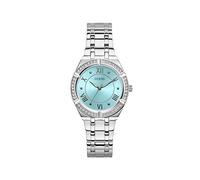 Guess Silver-Tone and Teal Crystal Analog Watch
