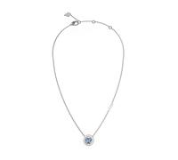 Guess Silver Tone Blue Heart Crystal 16-18" Necklace
