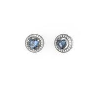 Guess Silver Tone Blue Heart Crystal Stud Earrings
