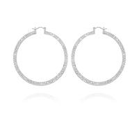 GUESS Silver Tone Crystal Stone Hoop Earrings