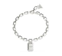 Guess Silver Tone Forzatina Chain & Logo Charm 8.26" Bracelet