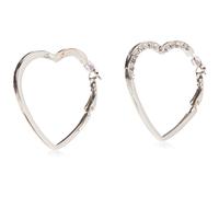GUESS Heart Shaped Clutchless Hoop Earrings, One Size, Crystal