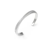 Guess Silver Tone Matelassé & Pave Bangle