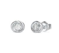 Guess Silver Tone Perfect Mini Links Crystal 8mm Stud Earrings