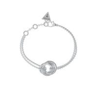 Guess Silver Tone Perfect Mini Links Crystal Pendant 8.26" Bracelet