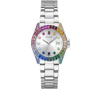GUESS Silver-Tone Rainbow Analog Watch, Silver, Modern