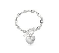 Guess Silver Tone T-Bar Heart Crystal Bracelet