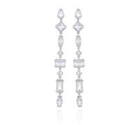 GUESS Silvertone Crystal Stone Linear Drop Earrings