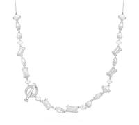 GUESS Silvertone Crystal Stone Y Lariat Necklace