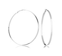 GUESS Silvertone Large Hoop Earrings, One Size, Metal, No Gemstone