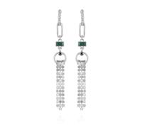 GUESS Silvertone Unique Link Linear Drop Earrings