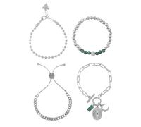 GUESS Silvertone Women's Mixed 4 Piece Bangle Set