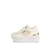 GUESS Sneakers with Platform, Floral Lace, Gold Detail, White, white, 4 UK