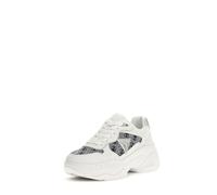 GUESS Sneakers with Platform, White and Blue, Silver Glitter Detail, white and blue, 4 UK