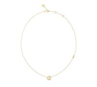 Guess Sparks Women's Crystal Logo Coin Necklace in Gold-Tone Steel