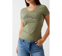GUESS Ss Logo Hot Fix Tee Lichen Leaf Green size XS | Shirts Outlet | Women | Green XS