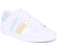 Guess Studded Lace Up Leather Womens Trainer White Blue US 5- 10