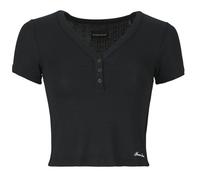 Guess T shirt GJ POINTELLE SS HENLEY in Black EU S